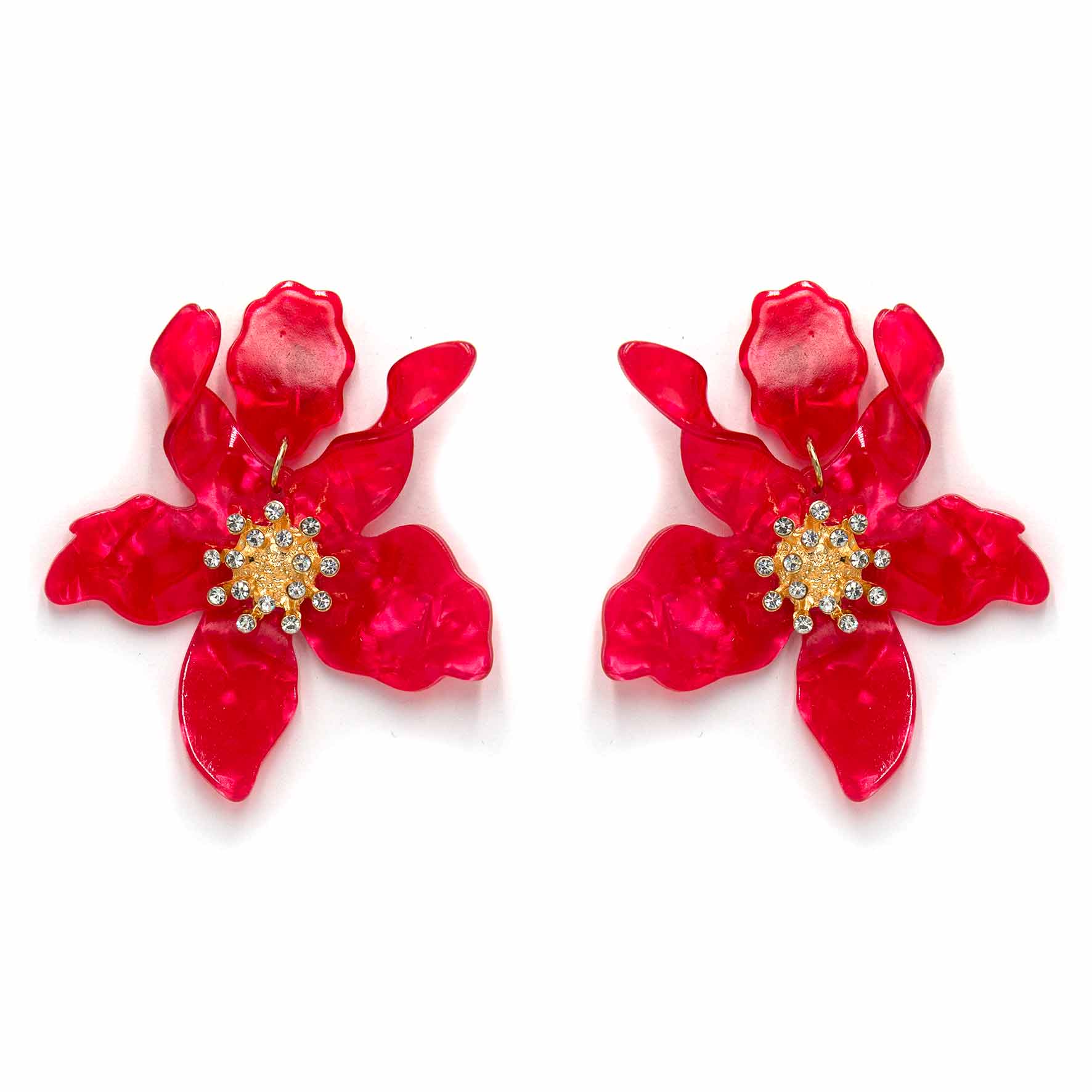 Palestro Milano Orecchini Rosso Corallo Ibisco con zirconi - New colors