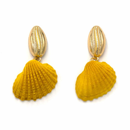 Palestro Milano Orecchini Senape Conchiglie vere