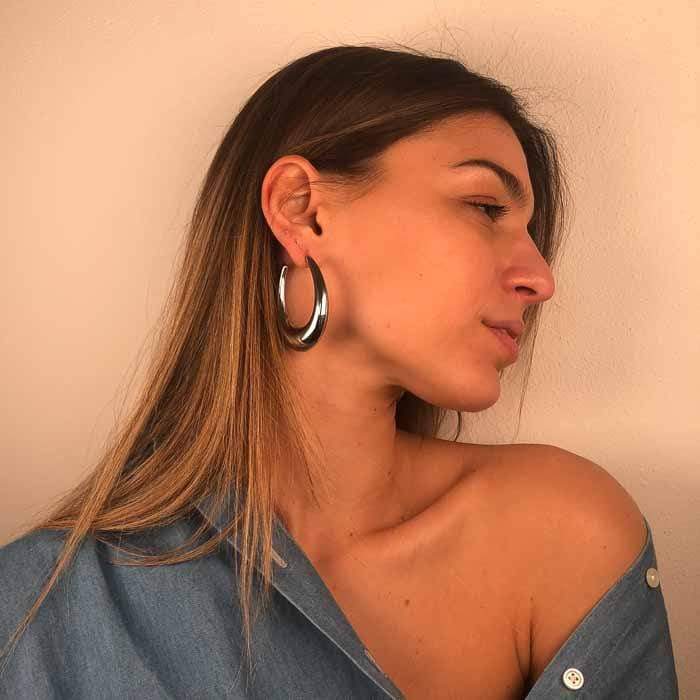 Palestro Milano Orecchini Silver Long Coco Hoops