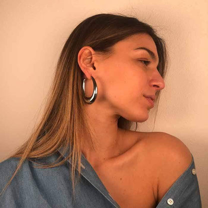 Palestro Milano Orecchini Silver Long Coco Hoops