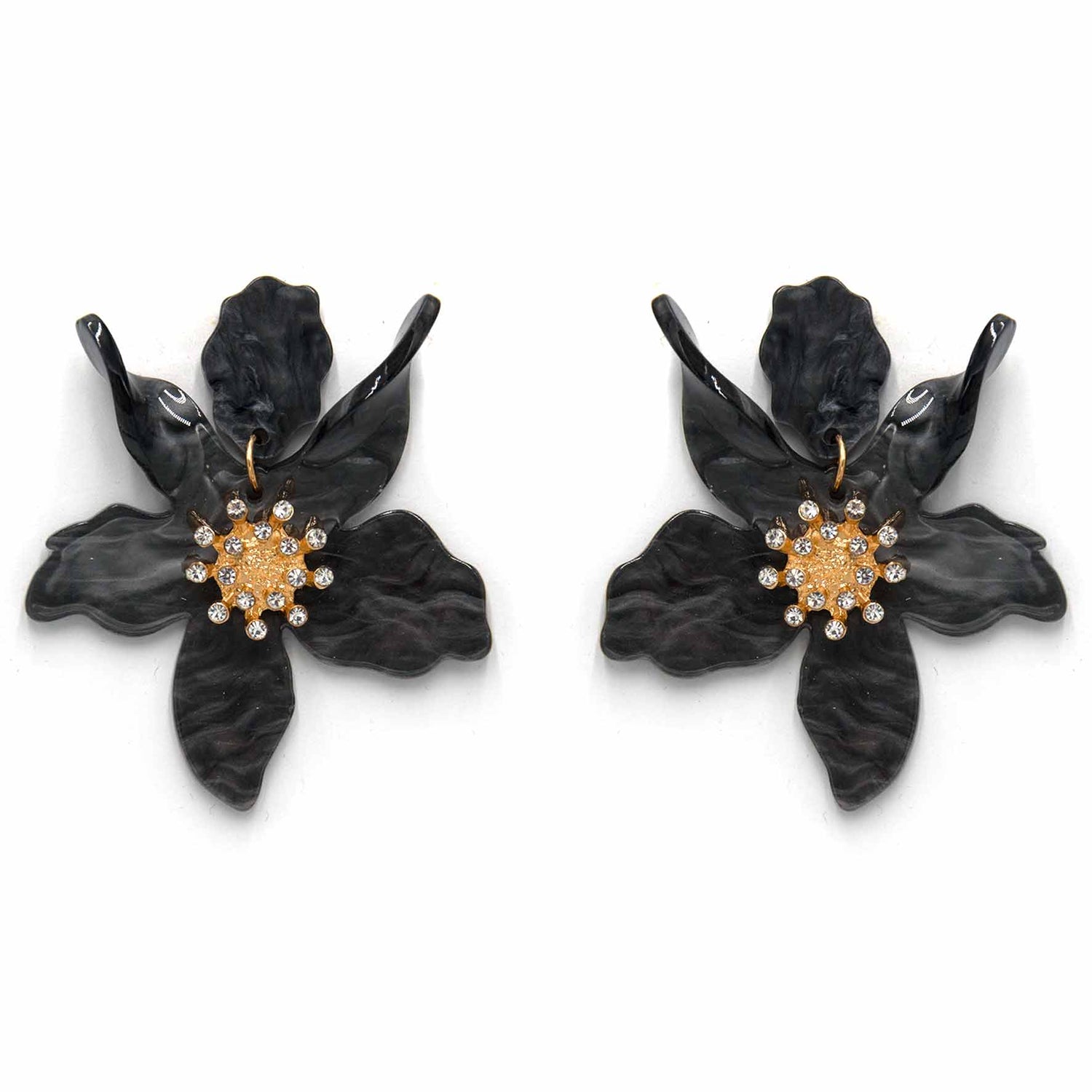 Palestro Milano Orecchini Venature Black Ibisco con zirconi - New colors