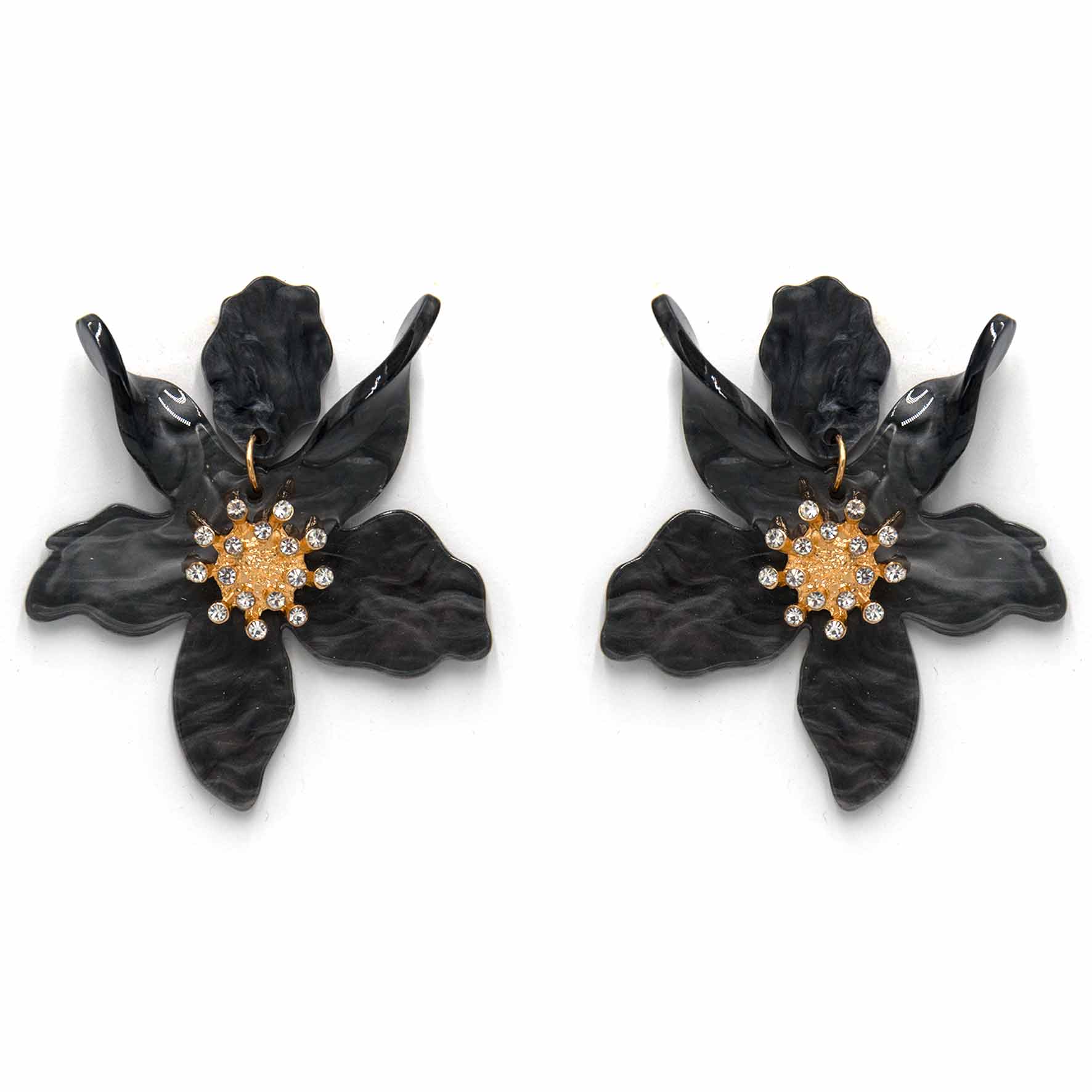 Palestro Milano Orecchini Venature Black Ibisco con zirconi - New colors