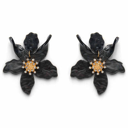 Palestro Milano Orecchini Venature Black Ibisco con zirconi - New colors