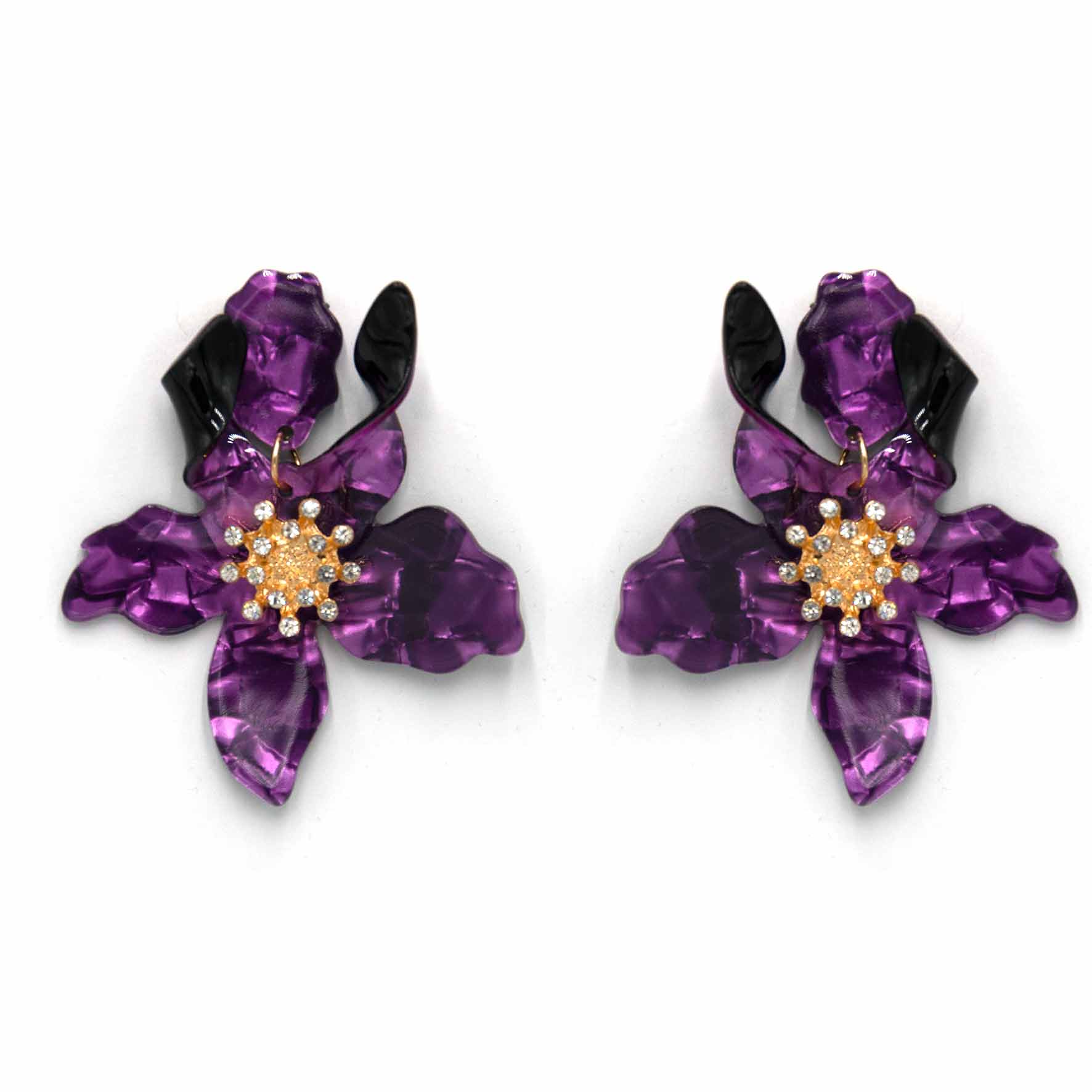 Palestro Milano Orecchini Venature Viola Ibisco con zirconi - New colors