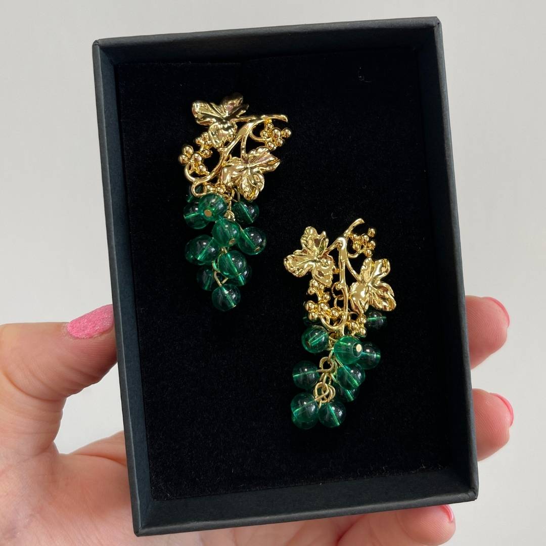 Palestro Milano Orecchini Verde Bottiglia Grappoli d&