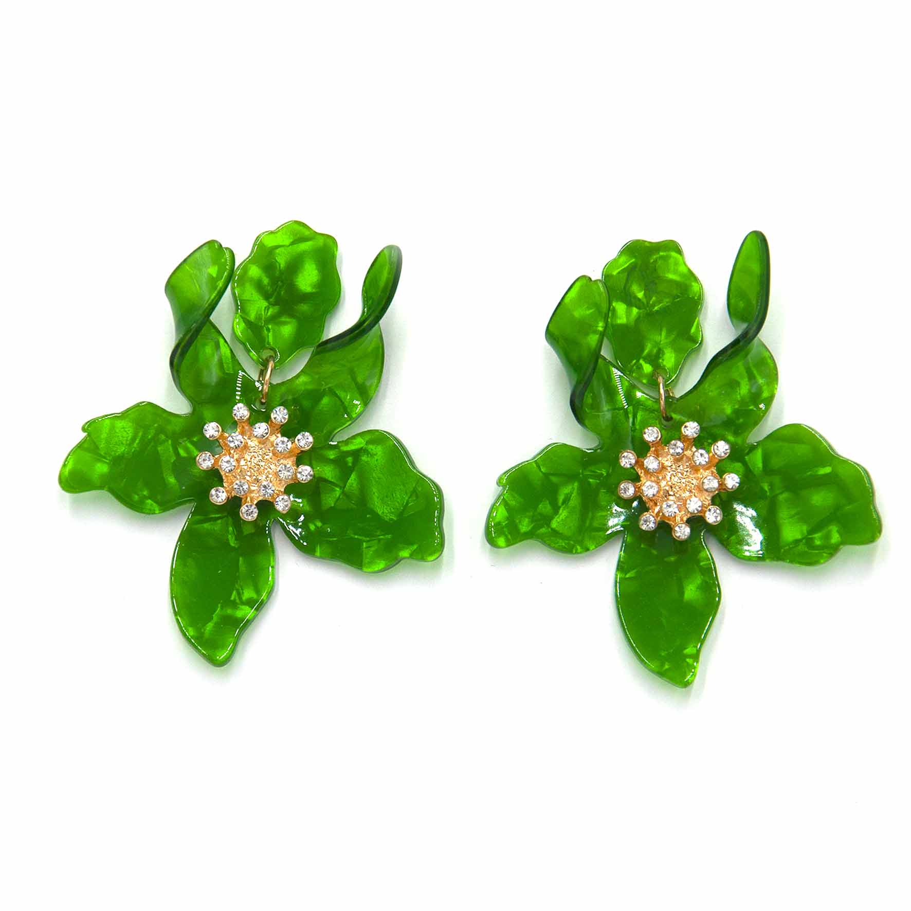 Palestro Milano Orecchini Verde Brillante Ibisco con zirconi - New colors