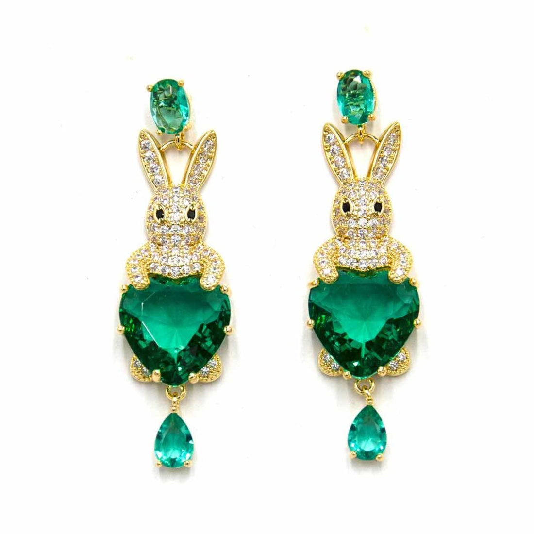 Palestro Milano Orecchini Verde Smeraldo Coniglietto Argento 925 cuore