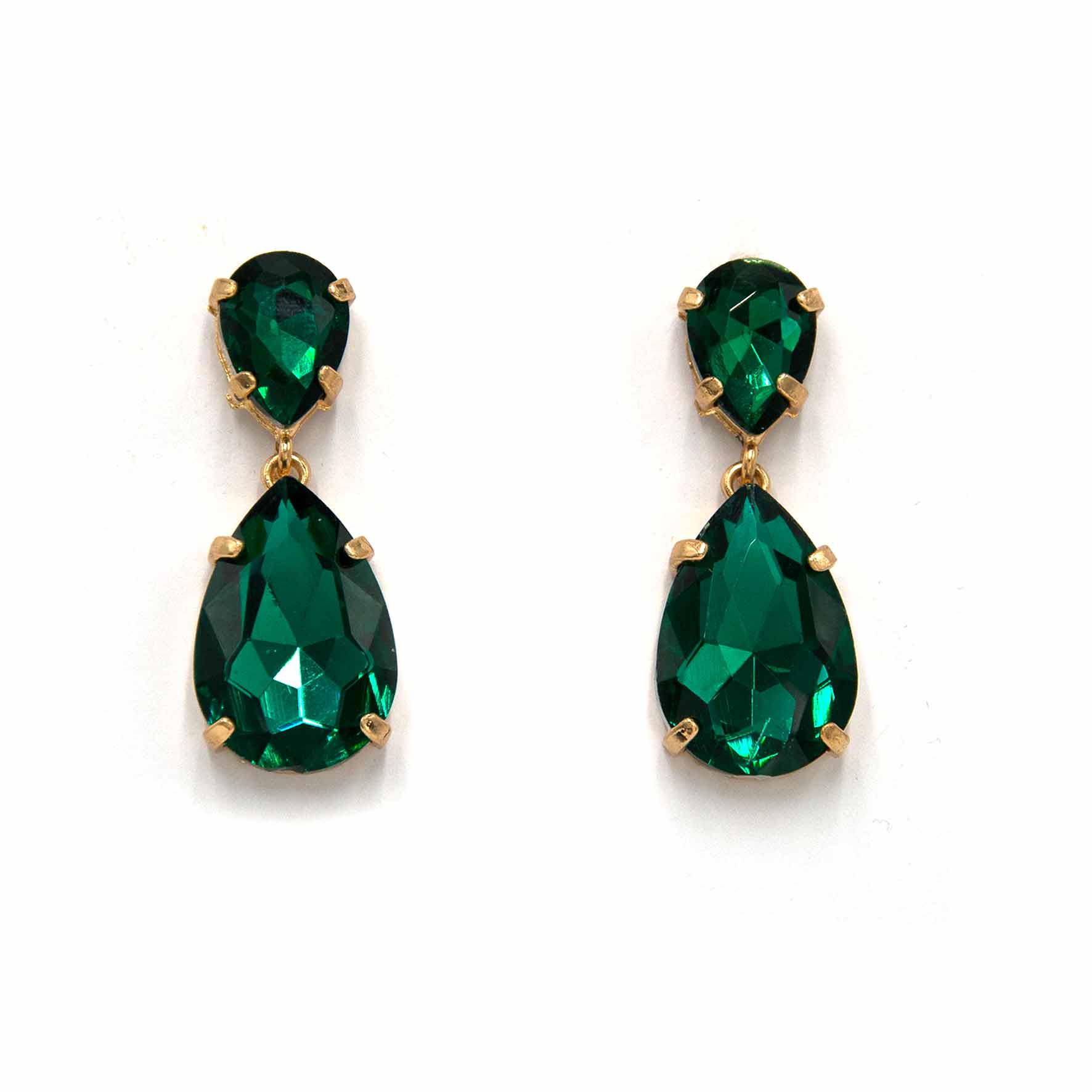 Palestro Milano Orecchini Verde Smeraldo Goccia di Cristallo